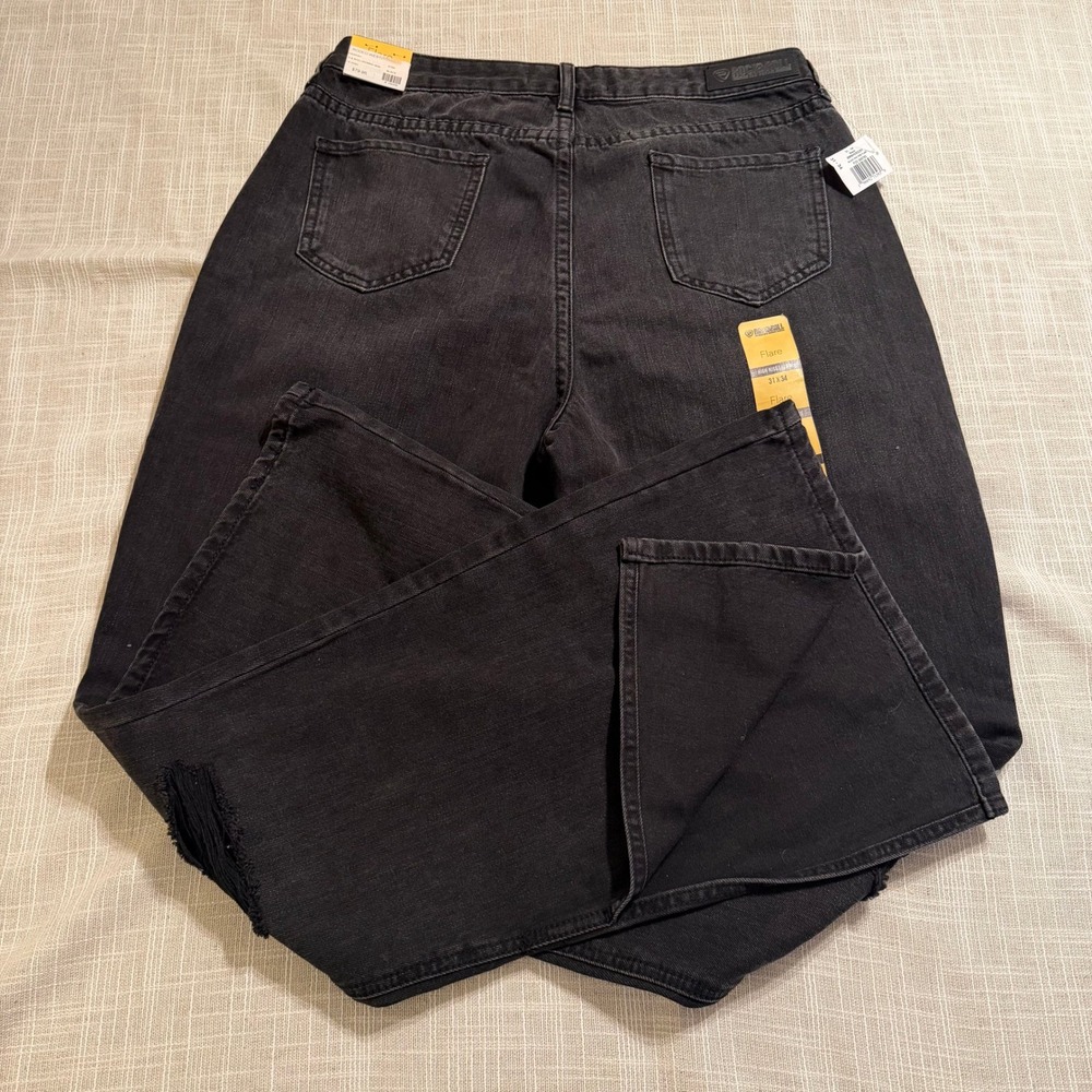 Rock & Roll Denim Womens High Rise Flare Jeans Washed Black Distressed 31x34 NEW